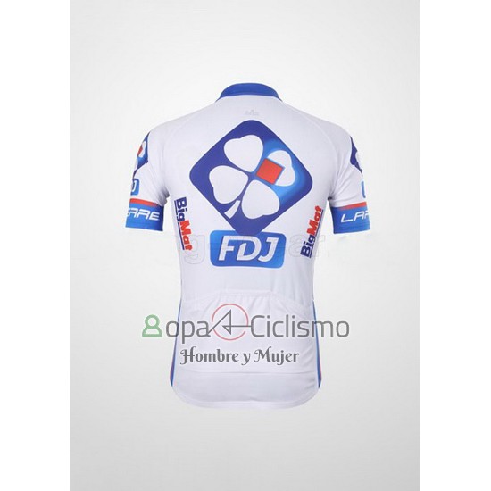Fdj Ropa Ciclismo Culotte Corto 2012 Mangas Cortas Blanco y Azur